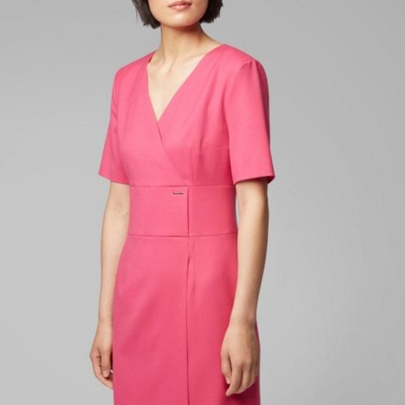 bright pink wrap dress